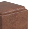 thumbnail image 5 of Rockwood 17 inch Wide Contemporary Cube Storage Ottoman with Tray in Distressed Saddle Brown Vegan Leather, 5 of 9