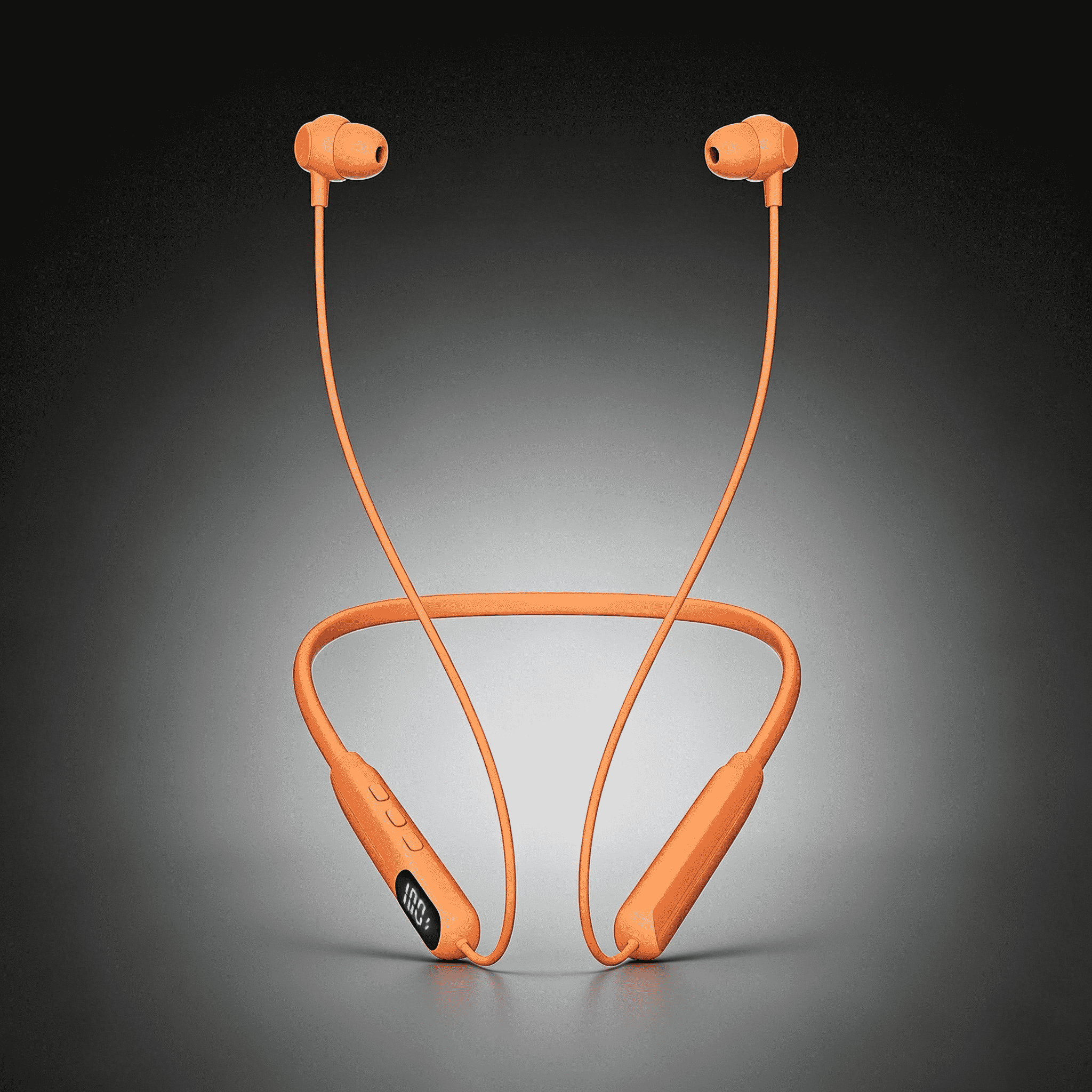 YingFit Orange Neckband Bluetooth Headphones, IPX4 Sweatproof Wireless In-Ear Earbuds with LED Battery Display, for Sports, Work, Travel, Gaming & Clear Hands-Free Calls