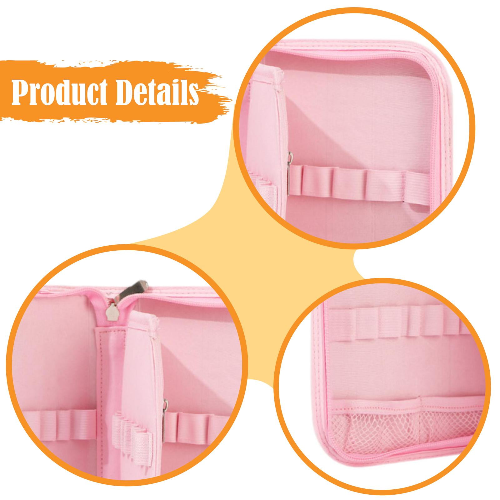 S SERENABLE Crochet Hook Case Organizer Bag Storage Zipper Pouch Portable Polyester Double Layer Design for Storing Crochet Hooks And Knitting Accessories Suitabl Pink