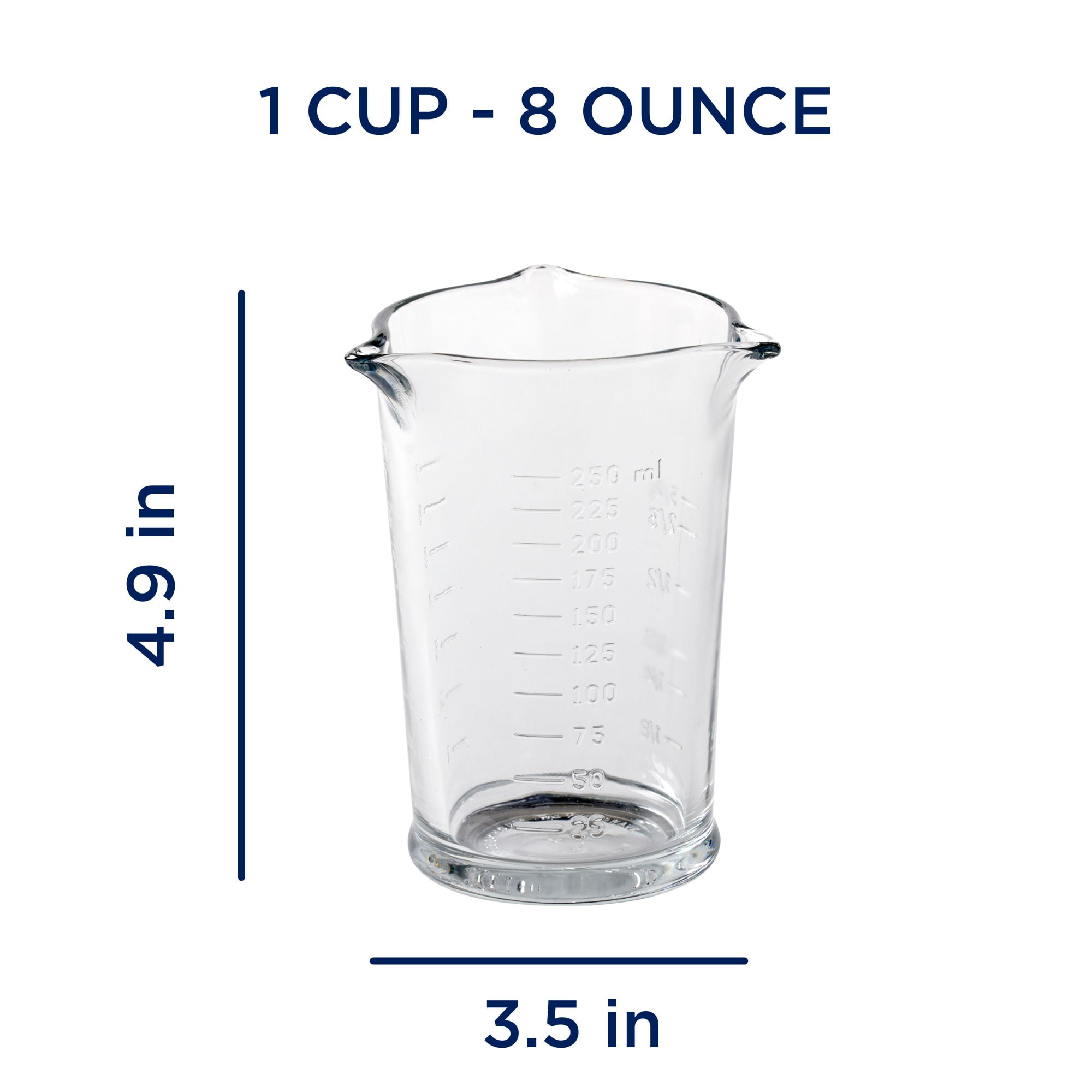 (4 pack) Anchor Hocking 8 Ounce Triple Pour Measuring Glass with Embossed Measurements