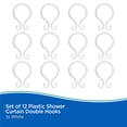 thumbnail image 3 of Kenney Rust-Proof Plastic Shower Curtain Double Hooks, Set of 12, White, 3 of 6