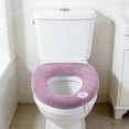 thumbnail image 1 of Funda de asiento de inodoro de poliéster, suave, de vellón grueso, reutilizable, lavable a máquina, fácil de instalar, ideal para dormitorios, decoración de baño, decoración de habitaciones, artículos, 1 of 6
