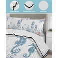 thumbnail image 4 of Coastal Seahorse Twin XL Size Down Alternative Comforter, Lightweight Comforter Quilt Bedding Set with Pillow Shams Summer Beach Nautical Ocean Coral All Seasons Bed Comforter Duvet Insert 68"x98", 4 of 7