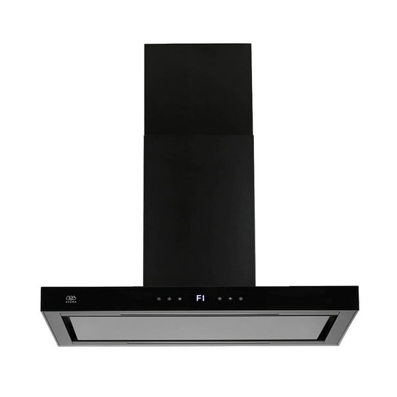 Campana Isla 90cm de Cocina Extractora y Purificadora AVERA CEN90B Acero Inox y Vidrio Temp Digital Carbón Activado