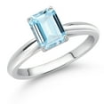 thumbnail image 2 of Gem Stone King 0.80 Ct Octagon Sky Blue Aquamarine 10K White Gold Solitaire Engagement Ring (Size 8), 2 of 4