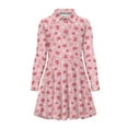 thumbnail image 4 of DISNIMO Pink Heart Dress Girls 3-4 Fall Dresses Kids Beach Dress Kids Long Sleeve Skater Dress Girls Swing Dress with Collar Button Up Dress Girls Twirling Dresses Children Church Dresses, 4 of 7