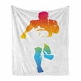 thumbnail image 1 of Running Soft Flannel Fleece Throw Blanket, Colorful Man of a Sprinter Athletism Persistence, Cozy Plush for Indoor and Outdoor Use, 50" x 60", Hot Pink Orange, by Ambesonne, 1 of 5