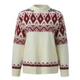 thumbnail image 3 of Chandail de Noël pour Femmes, Chandail en Molleton Chaud et Moelleux, Col Rond, Cardigan de Mode, Mignon, Imprimé Graphique, Tricoté, Doux, Fermeture Mi-Longue, 3 of 7