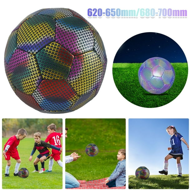 Balón De Fútbol Luminoso Balón De Fútbol Reflectante Para Juegos Nocturnos Entrenamiento Nocturno Resplandor En La Oscuridad Balón De Fútbol Holográfico Balón De Fútbol Reflectante Luz De Juguete Rega Muyoka Hogar