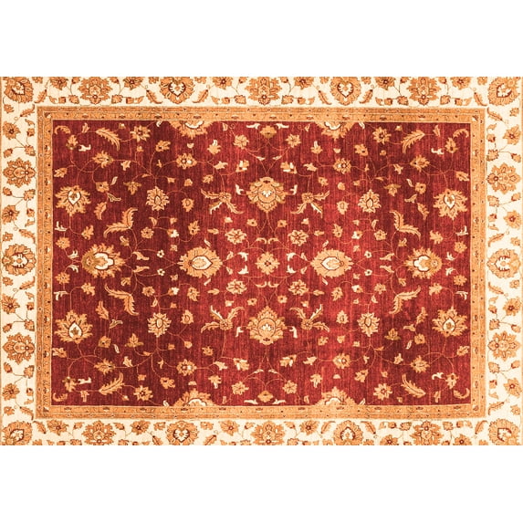 Ahgly Company Indoor Rectangle Oriental Orange Traditional Area Rugs, 8' x 10'