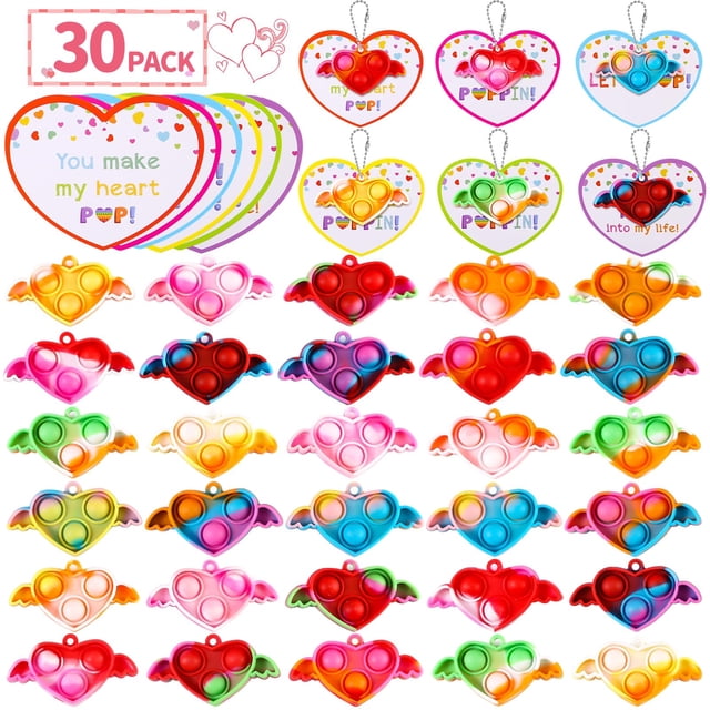 Tarjetas de San Valentín para niños en la escuela con juguetes sensoriales Fidget