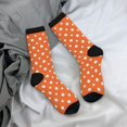 thumbnail image 5 of Hirioo Orange And White Polka Dot Pattern Adult Middle Tube Socks Breathable Sock Non-Pilling,Contrasting Color Design, 5 of 6