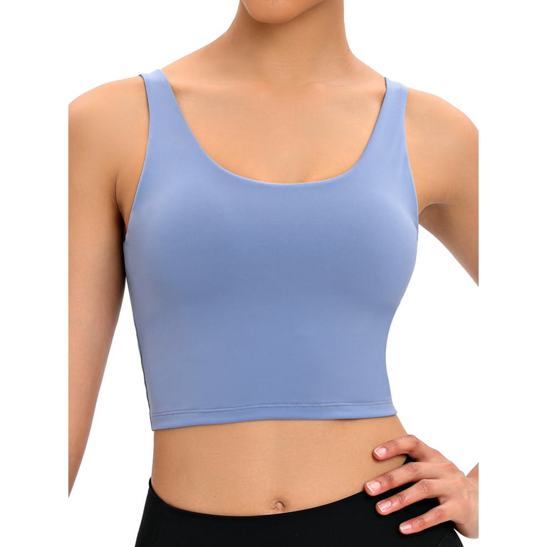 YouLoveIt Women Longline Cami Sports Bra Basic Crop Tank Tops Sleeveless  Cami Tops Sport Top Removable Padded Fitness Workout Running Shirts Yoga  Tank Top 