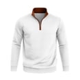 thumbnail image 4 of TOUMENY Men Zip Up Sweater High Neck Long Sleeve Solid Casual Comfy Slim Fit Pullover Fashion Knit Fall Winter Layer Tops Jacket White XXXL, 4 of 7