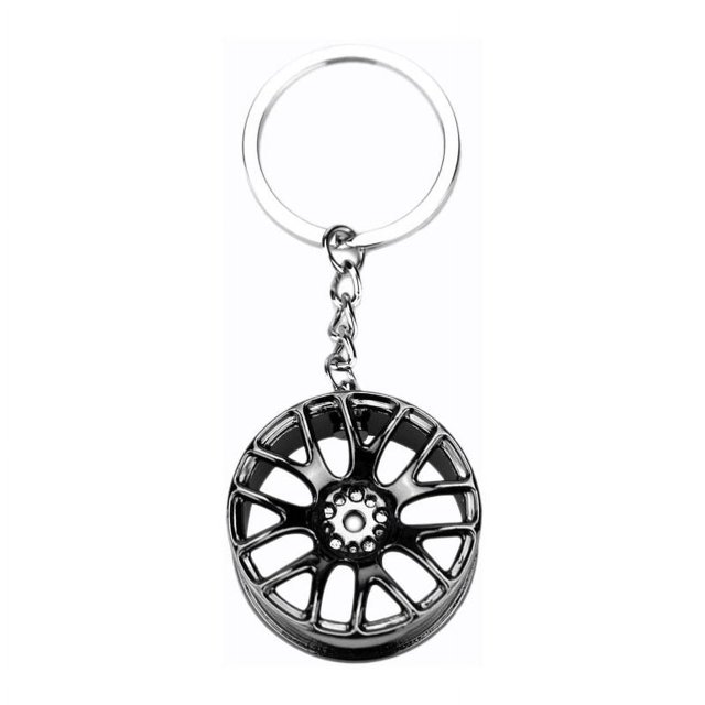 Metal Car Keychain Wheel Hub Auto Logos Keychain Auto Repair Parts Car Mini Tire Wheel Keychain Black