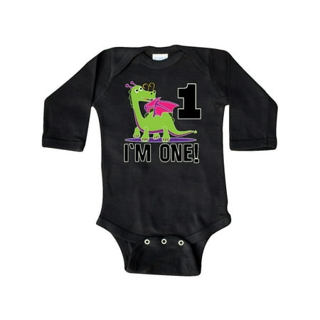 

Inktastic First Birthday Outfit Girl Dragon Gift Baby Girl Long Sleeve Bodysuit