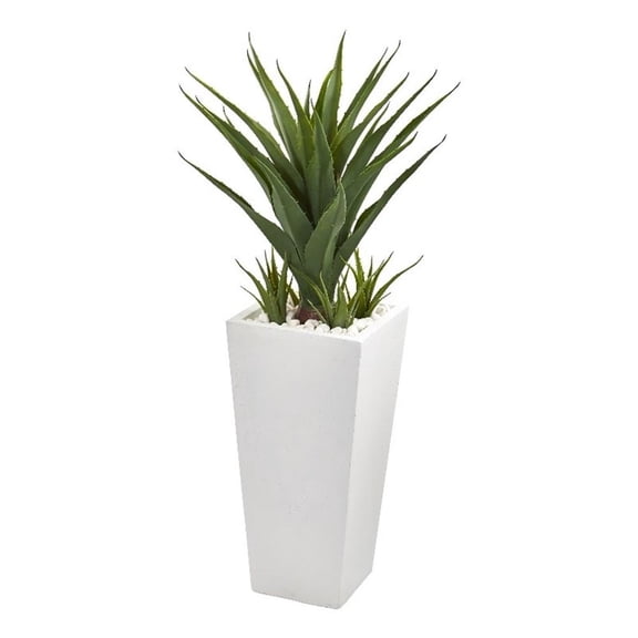 Nearly Natural 40” Spiky Agave Artificial Plant in White Planter