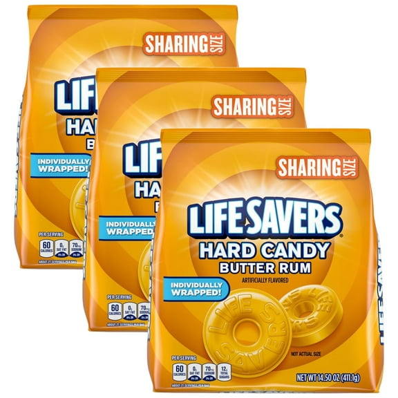 Life Savers Hard Candy Butter Rum Stand Up Pouch Shelf Ready Packaging 14.5 Ounce Per Bag 4 Per Case (Pack Of 3) Packaging May Vary