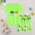 thumbnail image 2 of KPOPLK Toddler Baby Boy Summer Clothes 6 12 18 24 Months 2T Cartoon Print T-Shirt Shorts Sets Casual Truck Excavator Dinosaur Outfits Size 5-6 Years,Light Green, 2 of 8