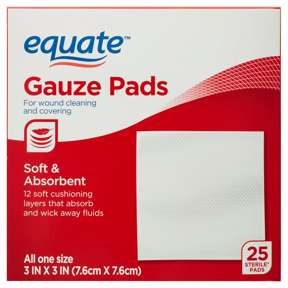 Equate Gauze Pads, 3" x 3", 25 Count