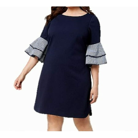 UPC 828659539005 product image for Women's Plus Gingham Bell Sleeve Sheath Dress 14W | upcitemdb.com
