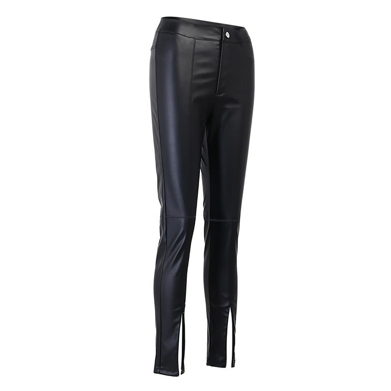 Hot Sale High Waist PU Leather Trousers Women Button Straight Long Faux  Leather Pants - China Outfits and Casual Clothes price
