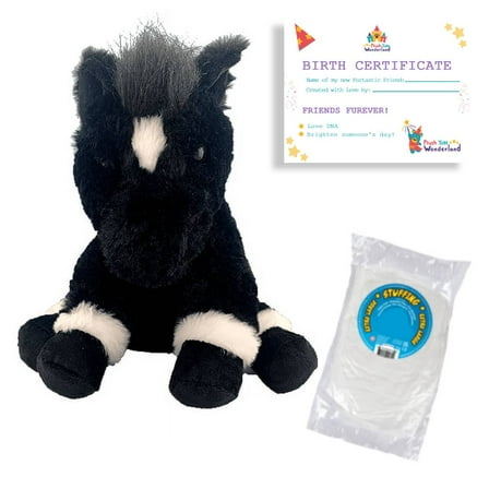 Plush Gear BlackJack the Horse 8" Plush DIY Kit with Fibre & Birth Certificate Make Your Own Soft Stuffed Animal Toy Gift for Kids