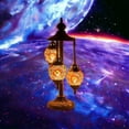 thumbnail image 4 of SILVERFEVER Moroccan Lamps Mosaic Turkish Lamp -Three Tier Lanterns Colorful Handmade Glass Floor or Table with E 12 Bulbs Sunrise Flower Eggshapped, 4 of 8