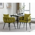 thumbnail image 3 of Dining Chairs Set of 2, Kitchen & Dining Room Chairs with Woven Back and Metal Legs, Modern Velvet Accent Side Chair for Dining Room, Kitchen, Vanity, Living Room, Olive, 3 of 9
