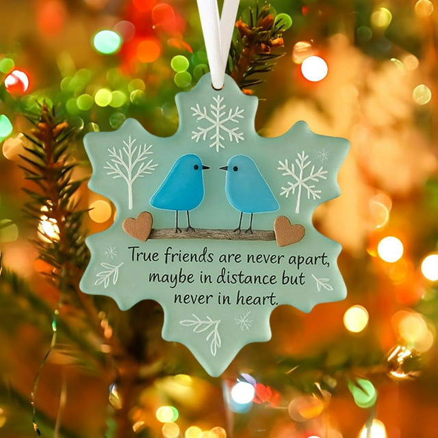 Adornos Navideños de Cristal Marino para Árbol de Navidad, Colgantes Acrílicos 2D | Regalo Navideño Artesanal para Celebrar La Amistad y La Amistad