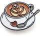 thumbnail image 1 of 1 broche de esmalte para café con diseño de latte art, de aleación negra, para mochila, ropa o taza. Medidas: 19 x 26,5 x 1,5 mm., 1 of 3