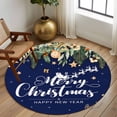 thumbnail image 2 of Large Round Rug 8Ft Washable Non-Slip, Navy Blue Christmas Circle Area Rugs for Living Room Bedroom, Xmas Botanical Ball Bell Indoor Floor Mats Carpet Runner for Home Decor, 2 of 8