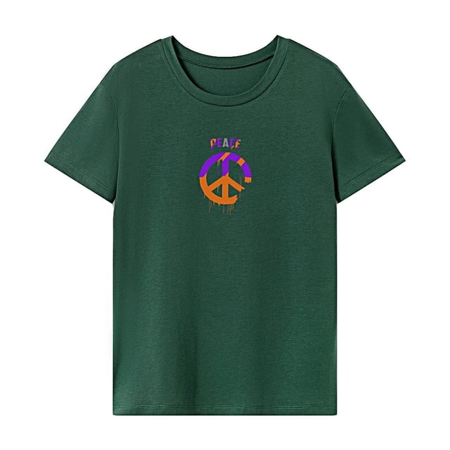 Camiseta para mujer de verano clásica de manga corta para caminar, viajar, vacaciones Verde