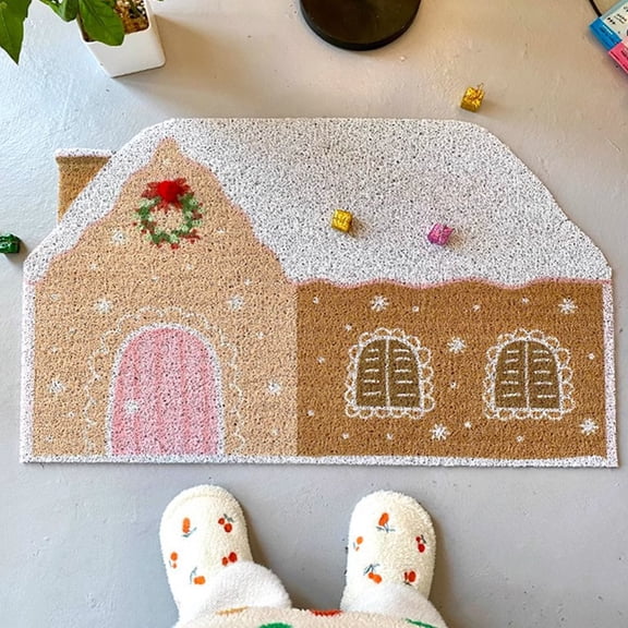 TOPRenddon Gingerbread House Door Mat 24x16 Inch, Gingerbread House Doormat, Outdoor Christmas Welcome Mat Gingerbread Welcome Mat Gingerbread Outdoor Mat
