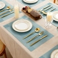 thumbnail image 2 of Vaukki PVC Placemats Set of 6 Heavy Duty Heat Resistant Washable Table Mats for Dining Table, Blue, 2 of 9
