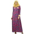 thumbnail image 1 of Bimba Womens Muslim Printed Jilbab Dress Designer Abaya With Pockets & Hijab, 1 of 7