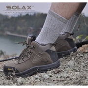 SOLAX Mens Merino Wool Hiking Socks Outdoor Full Cushion Warm Trail Crew Socks 2 Pairs (LG DK. Grey166)