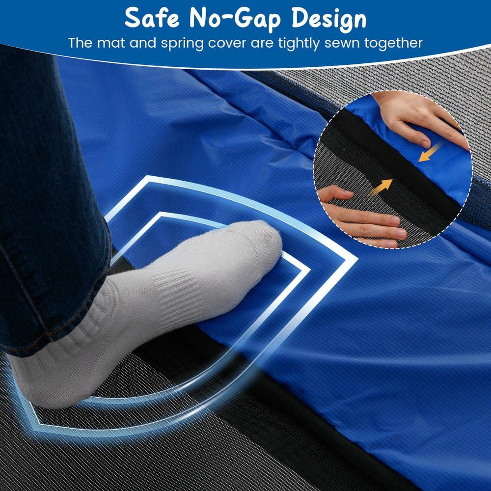 Resenkos 6 FT Kids Rectangle Trampoline with Swing & Horizontal Bar - Compact Indoor Outdoor Play Equipment - Blue