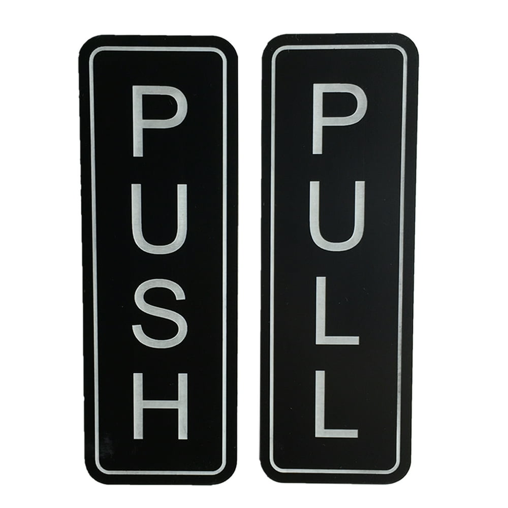 Classic Push Pull Engraved Door Sign Set Black White Letters Great