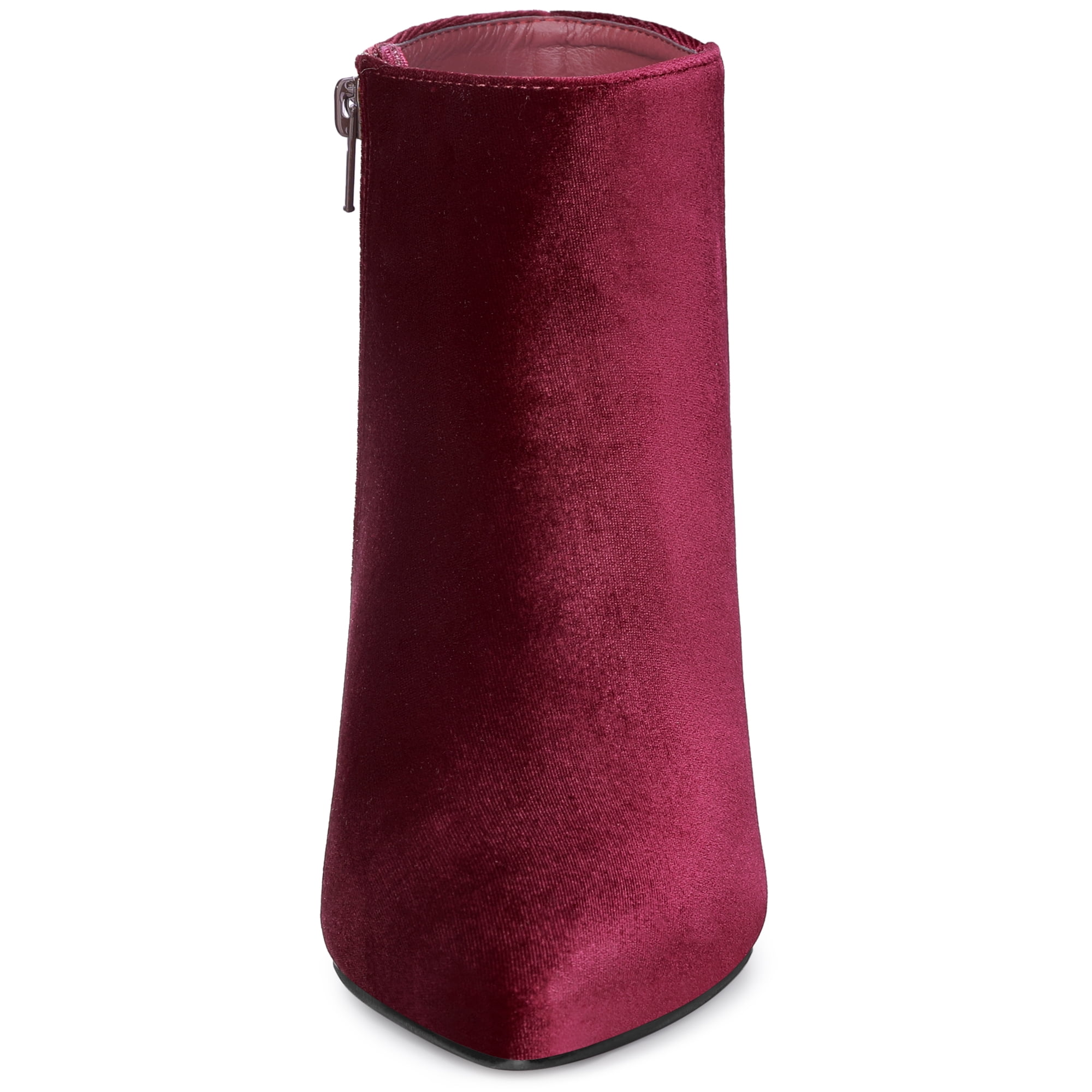 DARING DIVA Women's Pointy Toe Stiletto Heels Ankle Boots Burgundy US 9