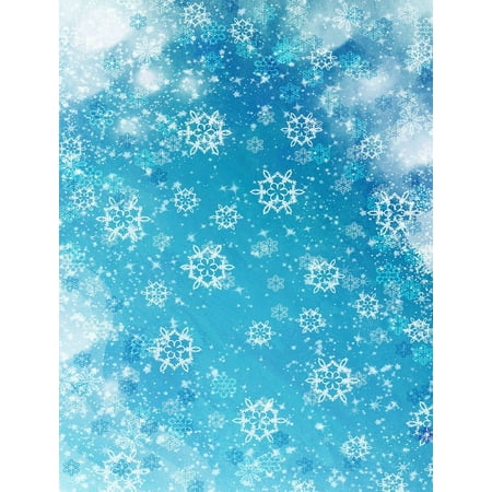 Image of Winter Photography Backdrops White Snowflake Background for Children Photo Booth blue 5x7ft