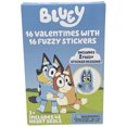 thumbnail image 2 of Bluey 16 Valentine Cards with Charms Lollipops MiniPops Candy, Fuzzy Stickers, 48 Heart Sticker Seals and (1) Valentine's Day Pen Classroom Exchange Bundle For Kids, 2 of 8