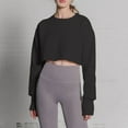 thumbnail image 3 of BLVB Casual Crop Sweatshirt for Women Crewneck Cropped Shirts Workout Long Sleeve Crop Tops Fleece Lined Pullover, 3 of 5