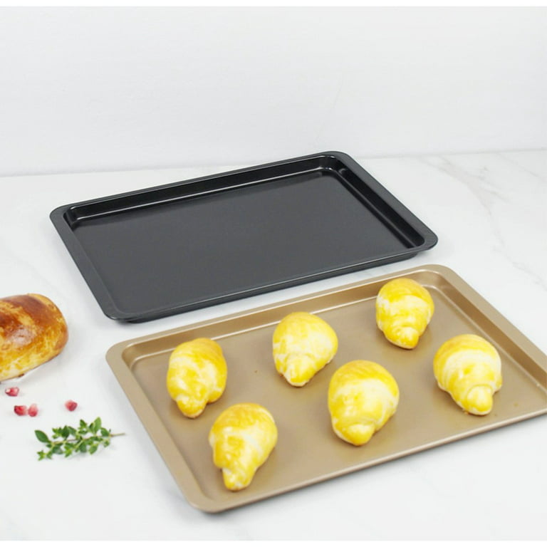 Qifei Baking Sheet 14 inch, Cooking Sheet Nonstick Carbon Steel Oven Baking Pans Sheet Pans Baking Tray Cookie Sheets Black