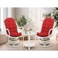 thumbnail image 2 of SK New Interiors Java Swivel Rocking Lounge Chair Natural Rattan Wicker with Burgundy Cushion, White Color, 2 of 3