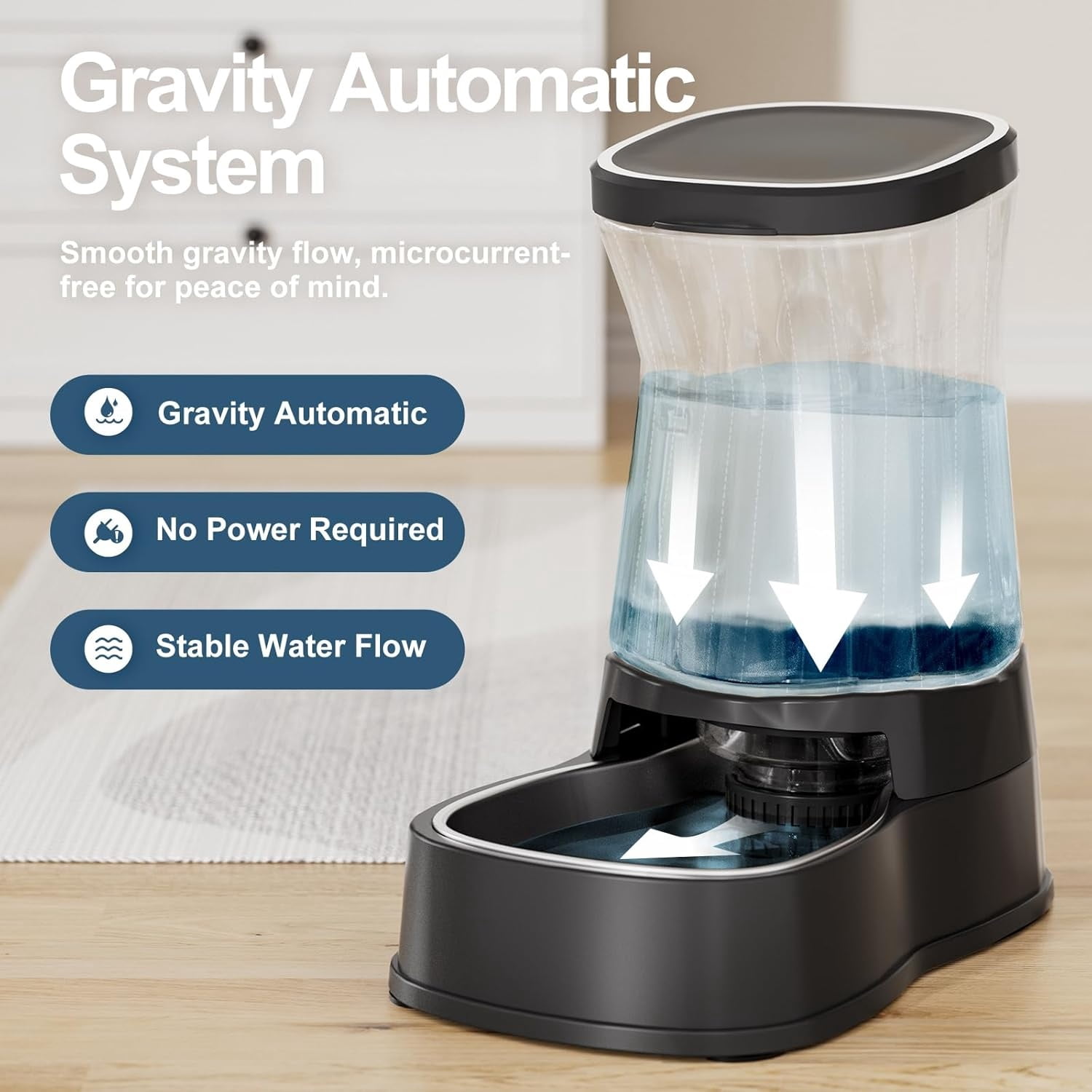 Nomipaw Cat Dog Feeder and Waterer - Automatic Gravity Feeding - Two-in-One - 1.6 Gallon Each Feeder - Dark Blue
