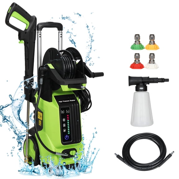 Ktaxon Electric Pressure Washer 3800 PSI Max 2.6 GPM Power Washer Touch Screen Adjustable Pressure, with 4 Quick Connect Nozzles & Foam Cannon, for Cars, Driveways, Patios, Home and Floor Cleaning