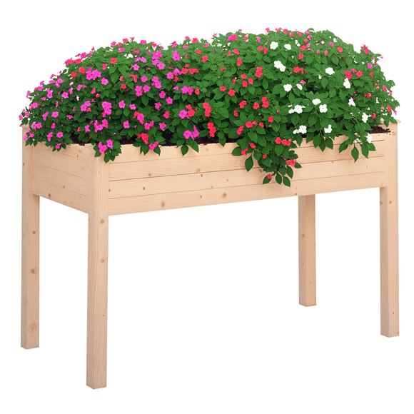 Outsunny Jardinière Surélevée 48"x22"x30 Pouces, Bac de Jardin Surélevé en Bois pour Patio