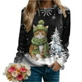 thumbnail image 2 of adviicd Christmas Sweatshirts for Women Funny Cat Sweatshirts Pullover Xmas Shirts Fashion Tops Winter Clothes (Black, XXL), 2 of 4