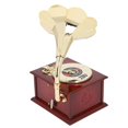 thumbnail image 4 of Boîte à musique gramophone exquise mécanique rétro boîte à musique figurines pour la décoration de table de bureau à la maison Gramophone marron, 4 of 4